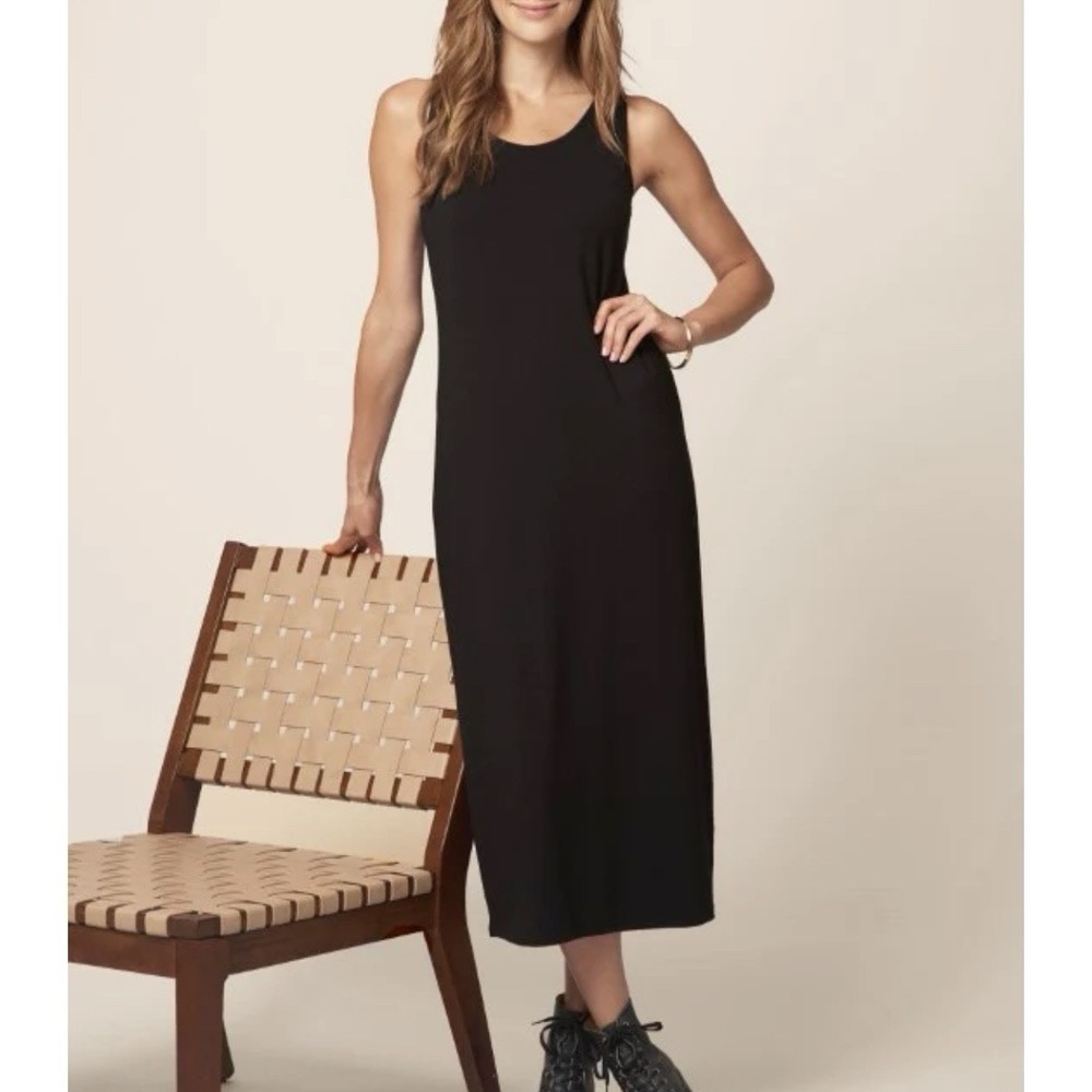 Habitat Core Travel Everything‎ Midi Dress XL Black Stretch Travel Resort Beach